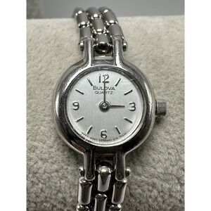 Bulova 91L13 New Battery Ladies Cocktail Watch 18MM 6.25" Silver Tone Rare R41